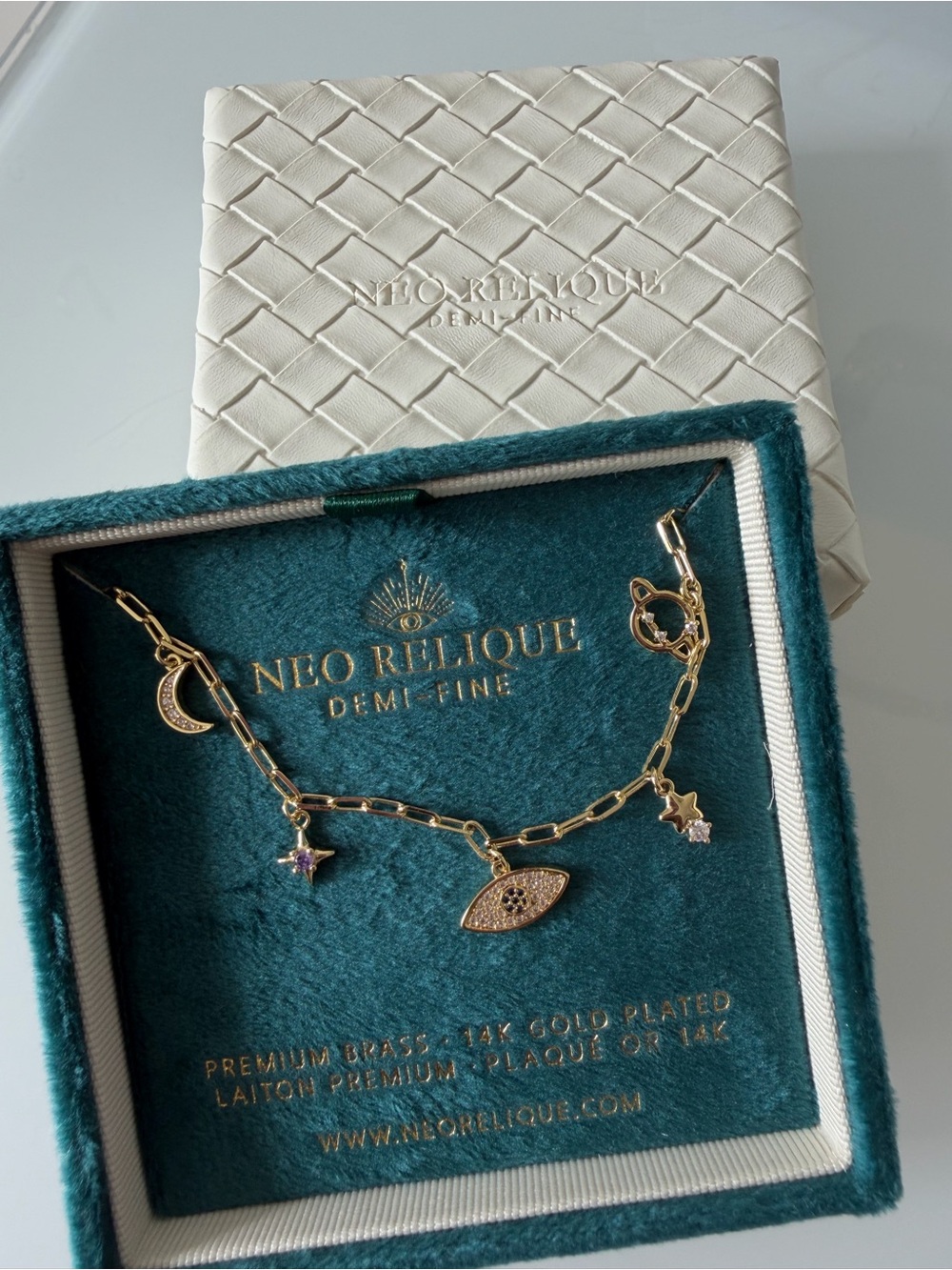 Gold celestial mini Charm necklace
